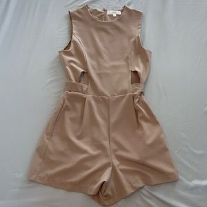 Tan cut out romper with pockets